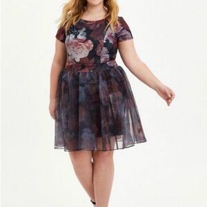 Torrid Convertible Scuba Skater Dress - Organza Overlay 6X